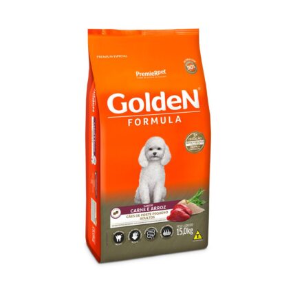 RAÇÃO GOLDEN FORMULA CÃES ADULTOS DE PORTE PEQUENO CARNE E ARROZ 15 KG