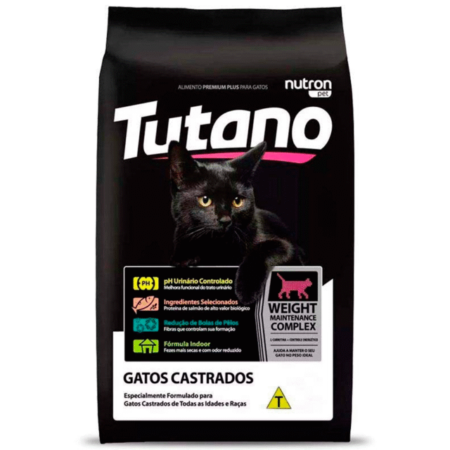 RAÇÃO TUTANO GATOS CASTRADOS SALMÃO 10 KG