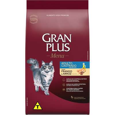 RAÇÃO GRAN PLUS  GATOS CASTRADO FRANGO 10,1KG