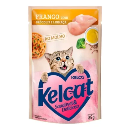SACHÊ KELCAT PARA GATOS ADULTOS SABOR FRANGO/BRÓCOLIS/LINHAÇA - 85g