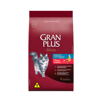 RAÇÃO GRAN PLUS  GATOS ADULTOS CASTRADO CARNE 10,1KG