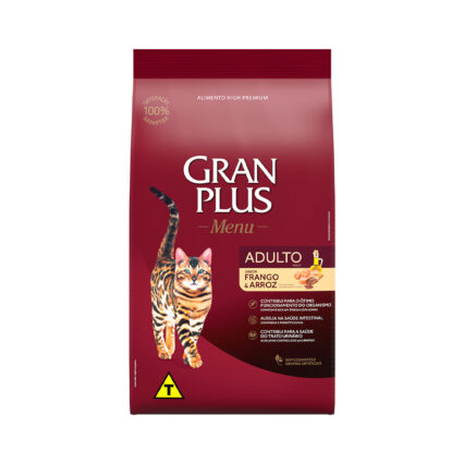 RAÇÃO SECA GRAN PLUS MENU PARA GATOS ADULTOS FRANGO E ARROZ 10,1KG