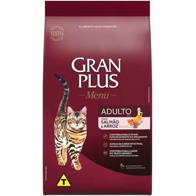 RAÇÃO SECA GRAN PLUS MENU GATOS ADULTOS SALMÃO E ARROZ 10,1KG