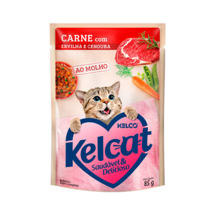 SACHÊ KELCAT PARA GATOS ADULTOS SABOR CARNE/ERVILHA/CENOURA - 85g