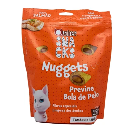 QUATREE SNACKS NUGGETS GATO BOLA DE PELO SABOR SALMÃO - 150g