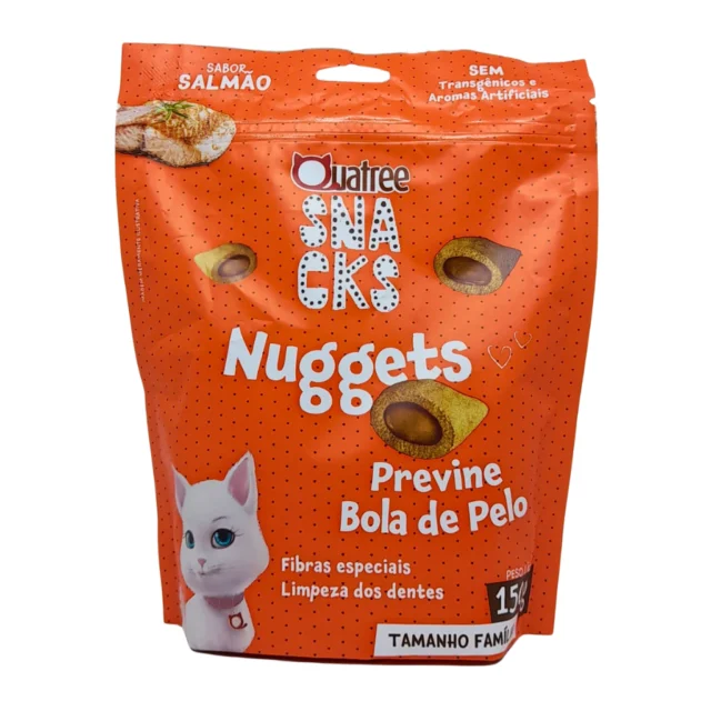 QUATREE SNACKS NUGGETS GATO BOLA DE PELO SABOR SALMÃO - 150g
