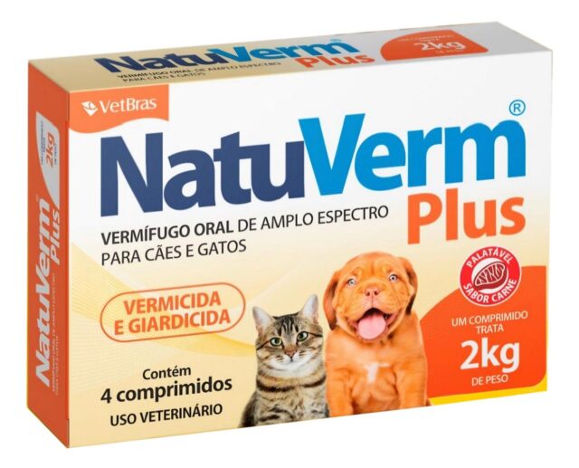 NATU VERMIFUGO PLUS C/4 COMPR 02KG VETBRAS PET(E)