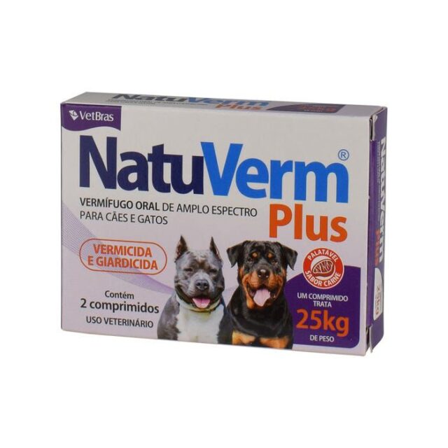NATU VERMIFUGO PLUS C/2 COMPR 25KG VETBRAS PET(E)