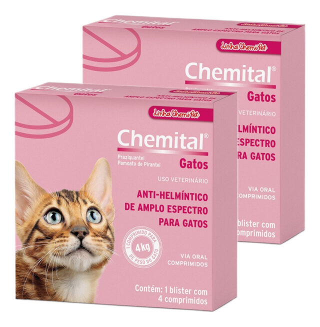 ANTI-HELMÍNTICO DE AMPLO ESPECTRO CHEMITAL P/GATOS - 4 COMPRIMIDOS - Imagem 2