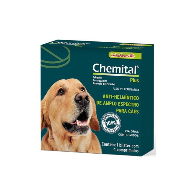 ANTI-HELMÍNTICO DE AMPLO ESPECTRO CHEMITAL PLUS P/CÃES - 4 COMPRIMIDOS