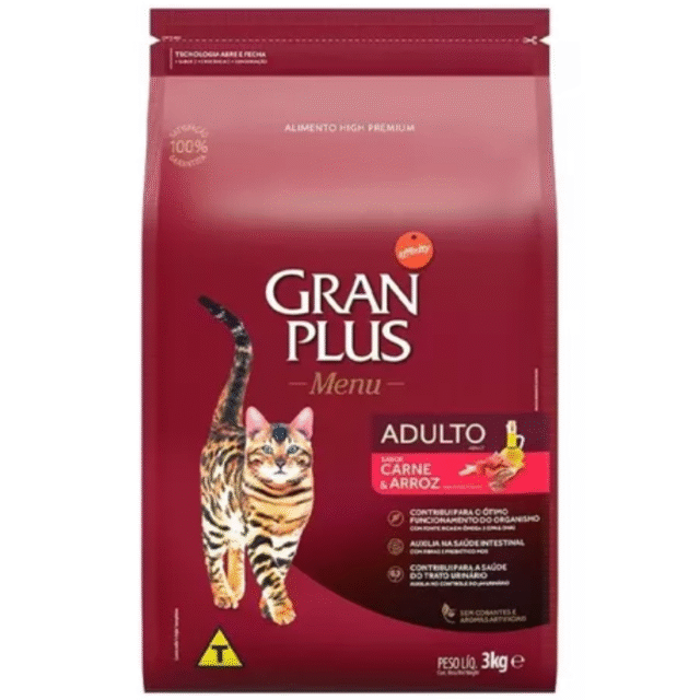 RAÇÃO GRAN PLUS MENU GATOS ADULTO CARNE E ARROZ GRANEL