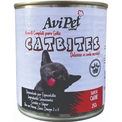 ALIMENTO COMPLETO AVIPET PARA GATOS ADULTOS SABOR CARNE - 250g