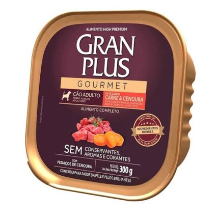 ALIMENTO COMPLETO GRAN PLUS PARA CÃES ADULTOS SABOR CARNE E CENOURA - PATÊ 300g