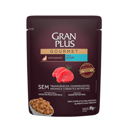 RAÇÃO ÚMIDA GRAN PLUS SACHÊ PARA GATOS ADULTOS SABOR ATUM - 85g