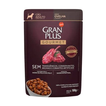 RAÇÃO ÚMIDA GRAN PLUS SACHÊ PARA CÃES ADULTOS SABOR OVELHA - 100g