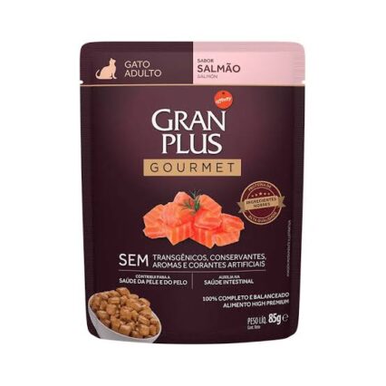 RAÇÃO ÚMIDA GRAN PLUS SACHÊ PARA GATOS ADULTOS SABOR SALMÃO - 85g
