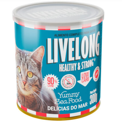 ALIMENTO COMPLETO LIVELONG PARA GATOS ADULTOS SABOR DELÍCIAS DO MAR 300g