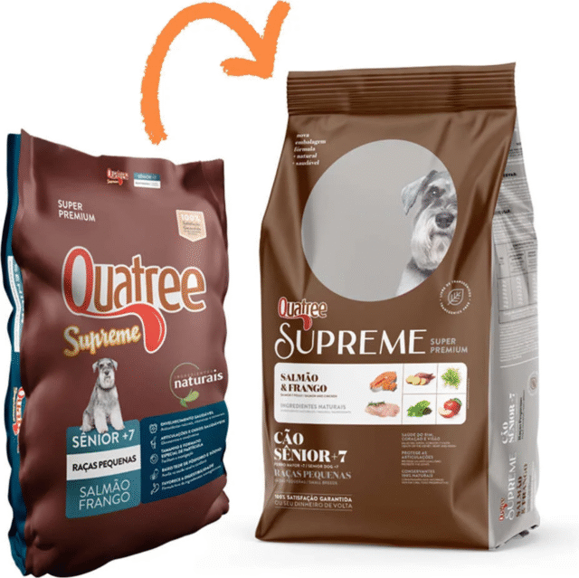 RAÇÃO QUATREE SUPREME SENIOR +7 RAÇAS PEQUENAS SABOR SALMÃO E FRANGO 3KG - Imagem 2