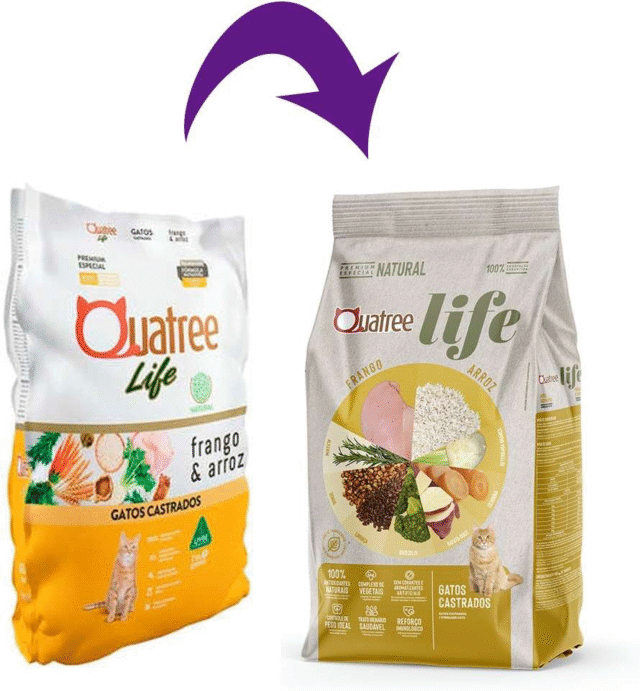 RAÇÃO QUATREE LIFE FRANGO  GATOS CASTRADOS 1KG - Imagem 2
