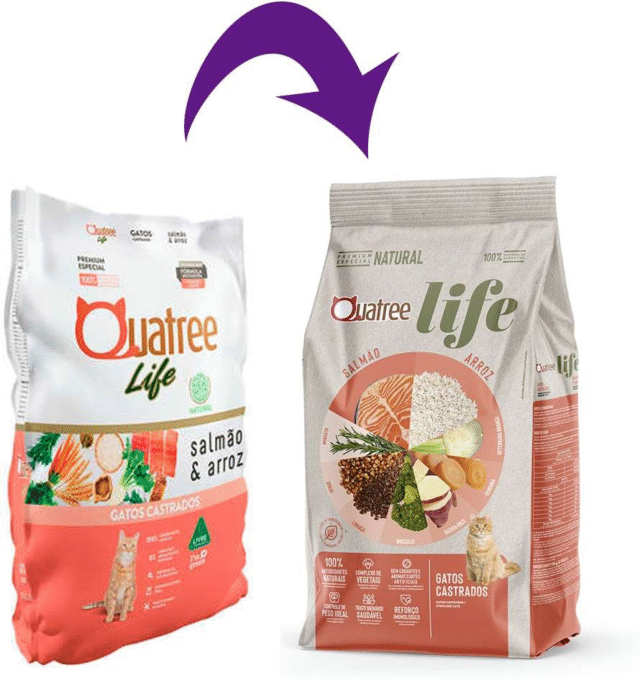 RAÇÃO QUATREE LIFE GATOS CASTRADOS SALMAO E ARROZ 1KG - Imagem 2