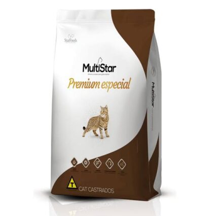RAÇÃO SECA MULTI STAR PARA GATOS CASTRADOS PREMIUM ESPECIAL SALMÃO 1KG