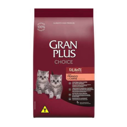 RAÇÃO SECA GRAN PLUS CHOICE PARA GATOS FILHOTES FRANGO E CARNE 10,1KG