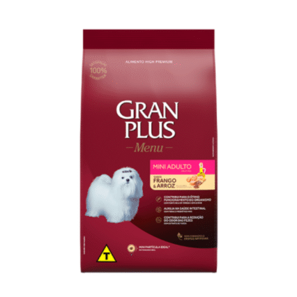 RAÇÃO SECA GRAN PLUS MENU CÃES ADULTOS MINI FRANGO E ARROZ 3KG