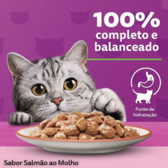 RAÇÃO ÚMIDA WHISKAS SACHÊ SALMÃO AO MOLHO PARA GATOS ADULTOS 85g - Imagem 3