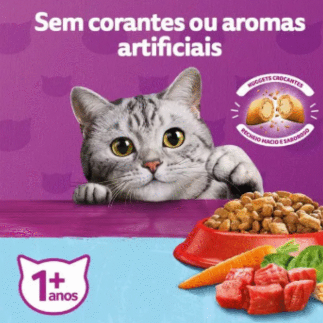 RACÃO WHISKAS GATO ADULTO CASTRADOS SABOR CARNE.10.1kg - Imagem 4
