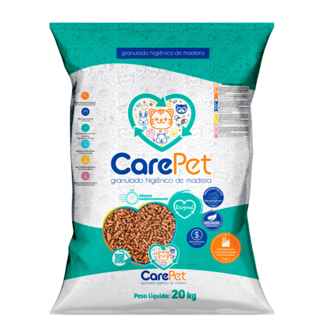 GRANULADO HIGIÊNICO DE MADEIRA PARA GATOS CARE PET