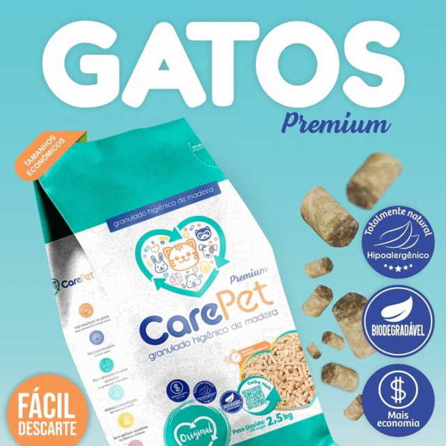 GRANULADO HIGIÊNICO DE MADEIRA PARA GATOS CARE PET - Imagem 2